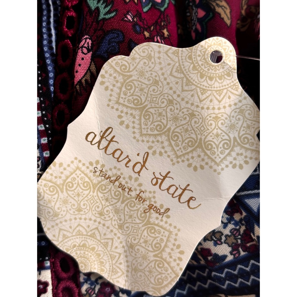 Altar'd State Floral Print Mini Dress‎ Long Bell Sleeve Bohemian Boho Small - Picture 6 of 11
